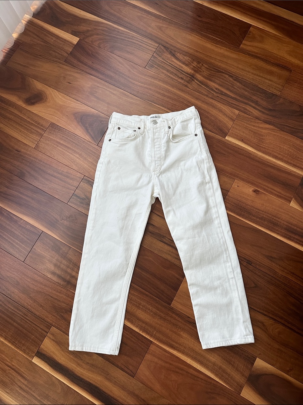AGOLDE RILEY CROP WHITE BUTTON FLYJEANS SIZE 25